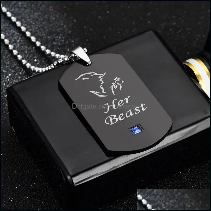 her beast his beauty necklace diamond stainless steel pendant couple necklaces for women men fashion jewelry