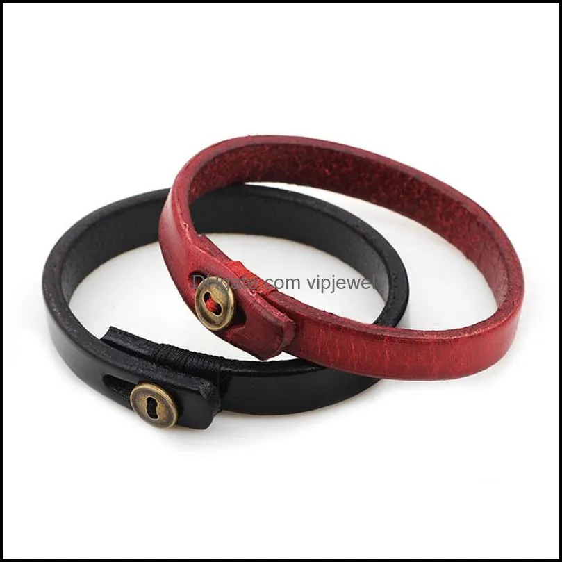 simple black red leather bracelets little button bangle cuff wrist bands jewelry women bracelets fashion jewelry