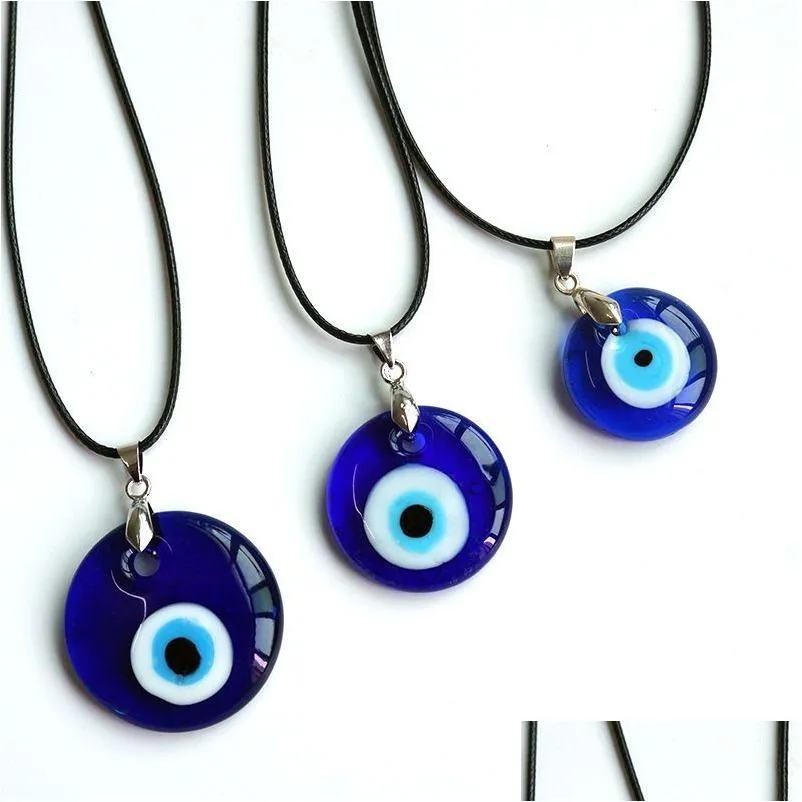 evil eye pendant necklace glass leather rope chain turkish protection lucky necklaces for women men fashion jewelry