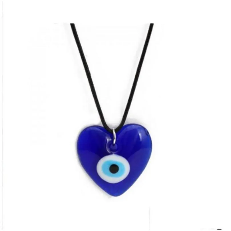 evil eye pendant necklace glass leather rope chain turkish protect lucky necklaces for women men