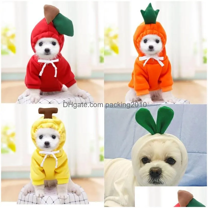 pets hooded fruit coat white radish frog shape plush lace up clothes cute dog cat sweater puppy winter comfortable new arrival 9 9gg