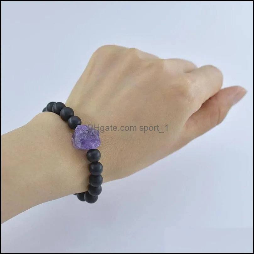 8mm natural stone irregular rough amethyst stone beads bracelet energy crystal bracelets buddhist fashion jewelry
