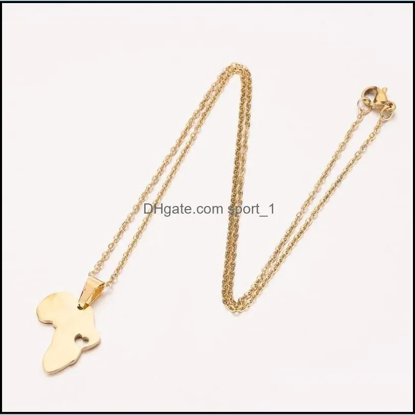 love africa map pendant necklace hollow heart necklace with silver gold chain for women men fashion jewelry