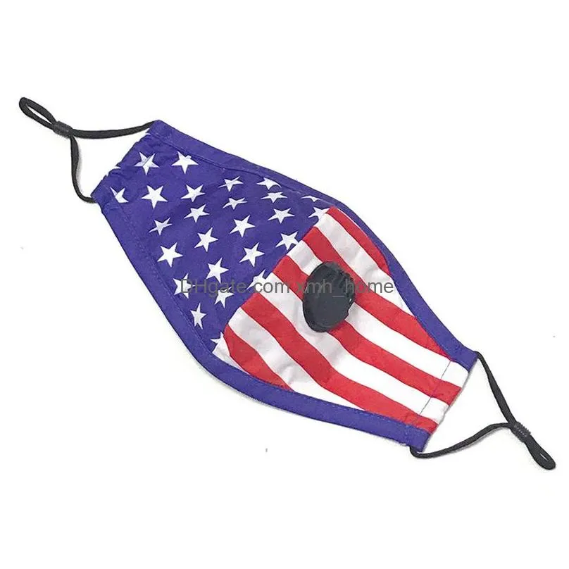 america stars flags respirator with valve dust face masks washable cotton custom mascarilla breathable kids adults anti smoke 4 75zp