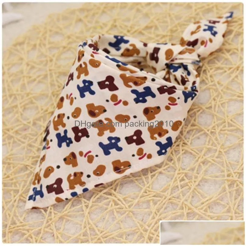 cartoon pattern child mouth towel pet dogapparel tie baby bib cotton triangular scarf more color antifouling dog design