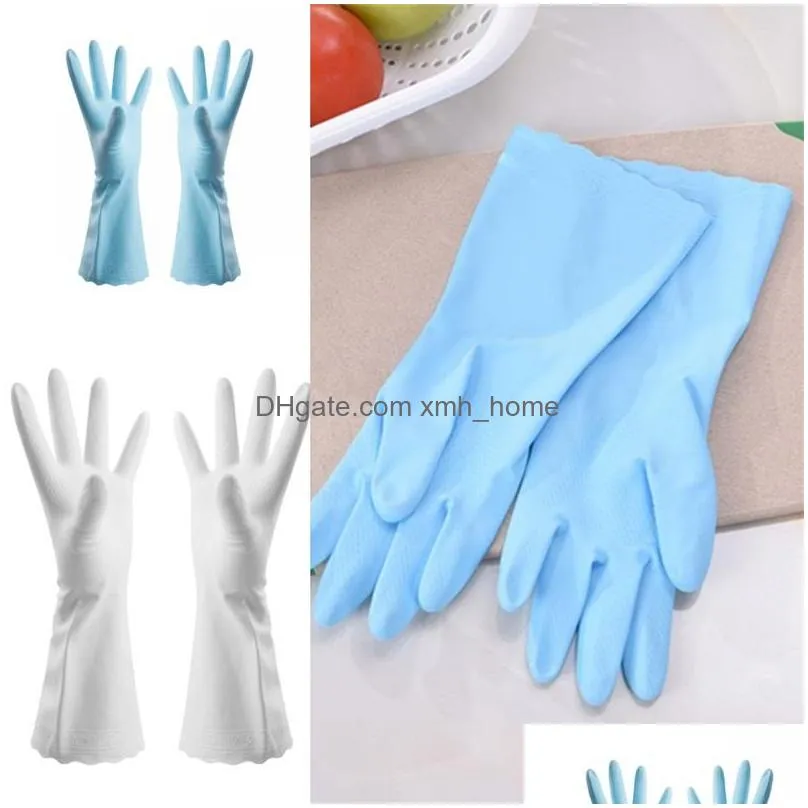 pvc housekeeping clean gloves white blue rubber cleaning glove home furnishing anti water mittens eco friendly 2 4bd l1