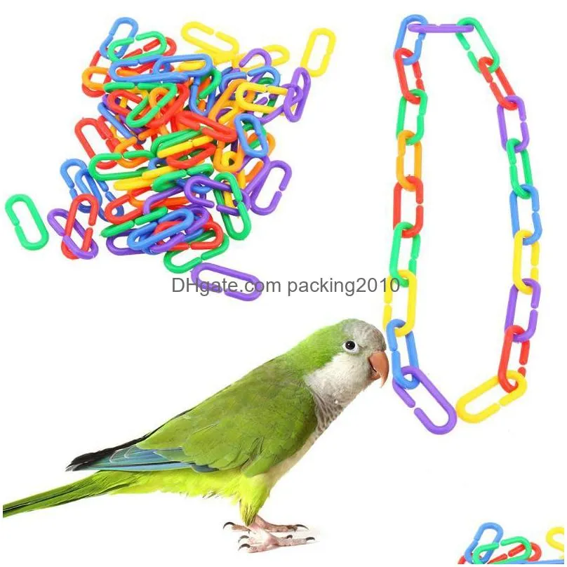 type c bird toys multicolor birds gnaw plaything parrot colour plastic chain link a pack of 100 pcs new 6 5jx j2