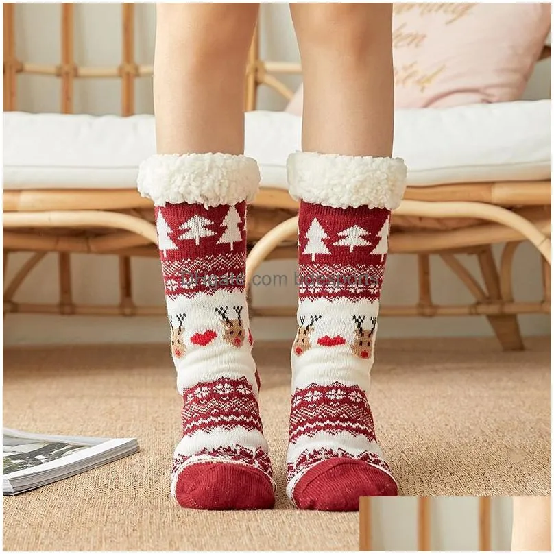 christmas decorations knit socks cartoon xmas treehouse womens thick sherpa fleece lined thermal sockschristmas 16styles 2014 e3