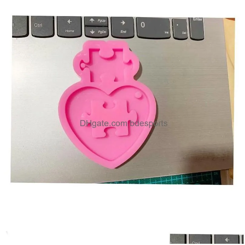 diy silicone mold heart puzzle keychain silicone mold for diy cake decoration resin gumpaste fondant sugar craft molds ship 35 g2