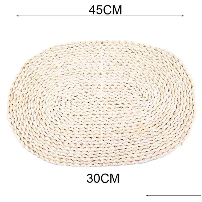 corn fur woven dining table mat heat insulation pot holder round coasters coffee drink cup table placemats mug