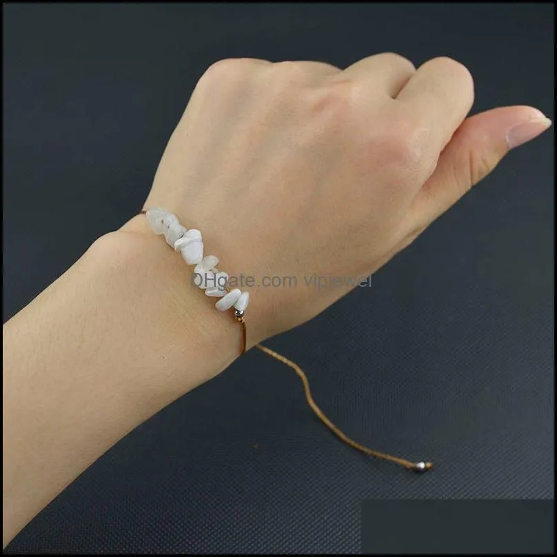 natural chip stone bracelet crystal healing gemstone bracelets irregular chips braid adjustable beads reiki semiprecious stone