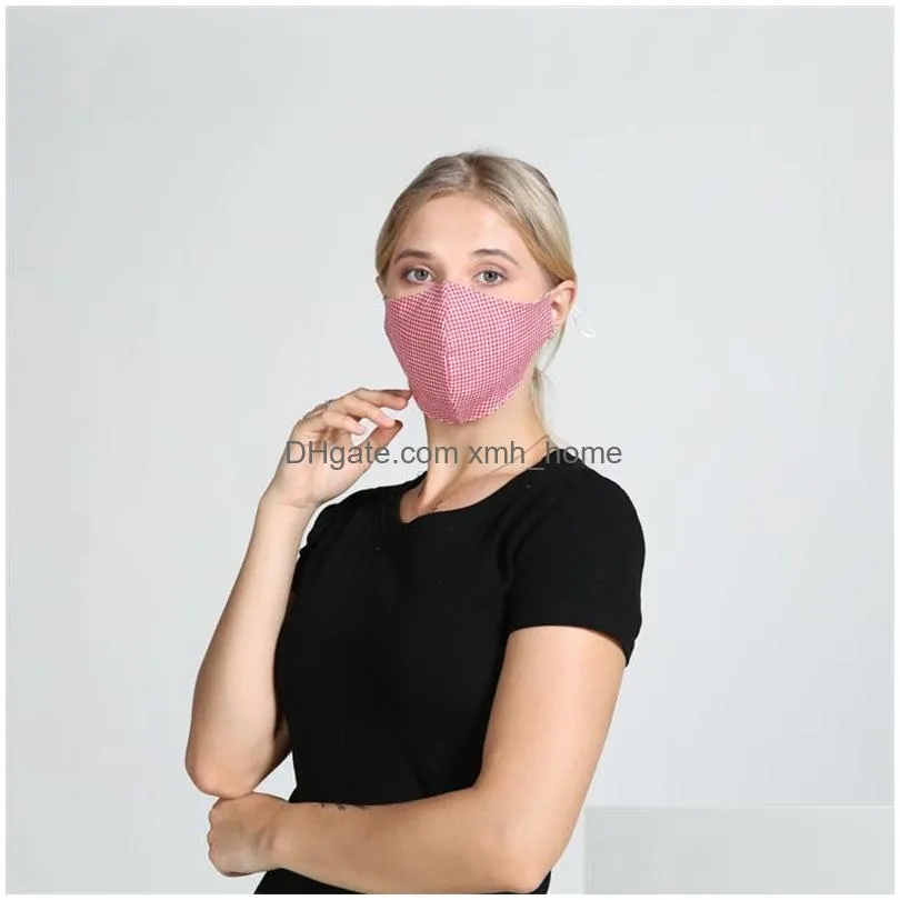 anti haze respirator dustproof mascarilla reuseable cloth face mask cotton four seasons dot lattice personality sunscreen 4 5wha d2