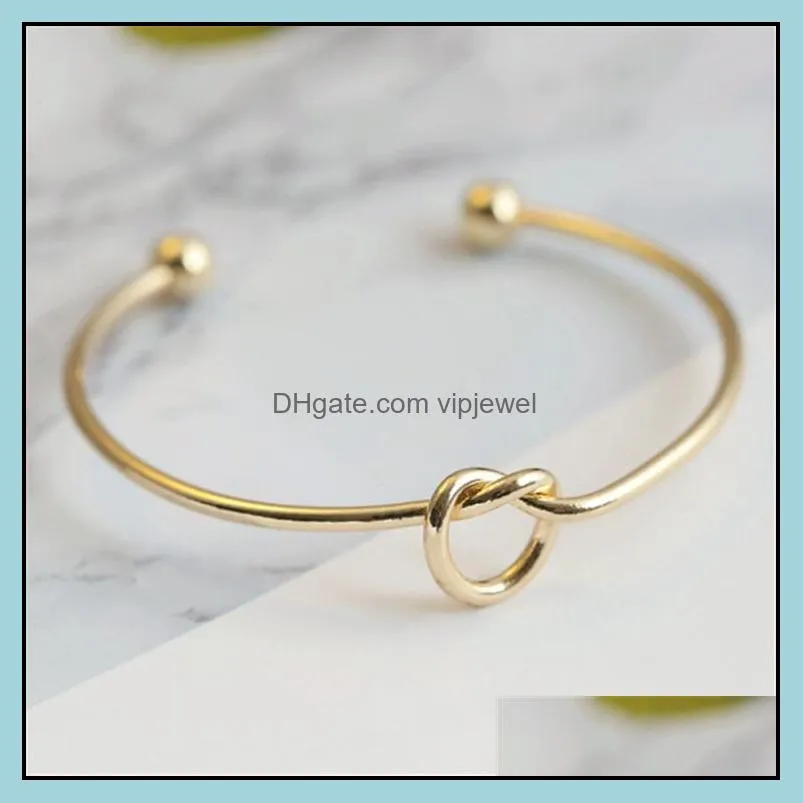 knot heart bangle bracelet open adjustable bracelets cuff women fashion jewelry gold