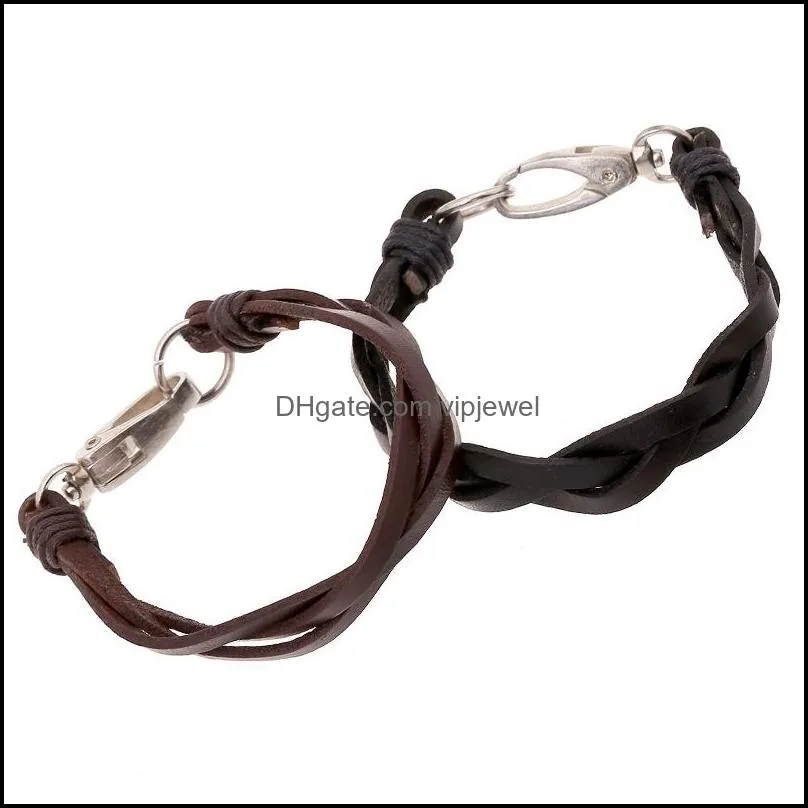 leather weave braid bracelet retro black brown bracelets for women men fashion jewelry
