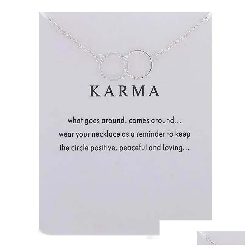 twocircle pendant necklaces for women harmony interlocking circles necklace with message card fashion jewelry