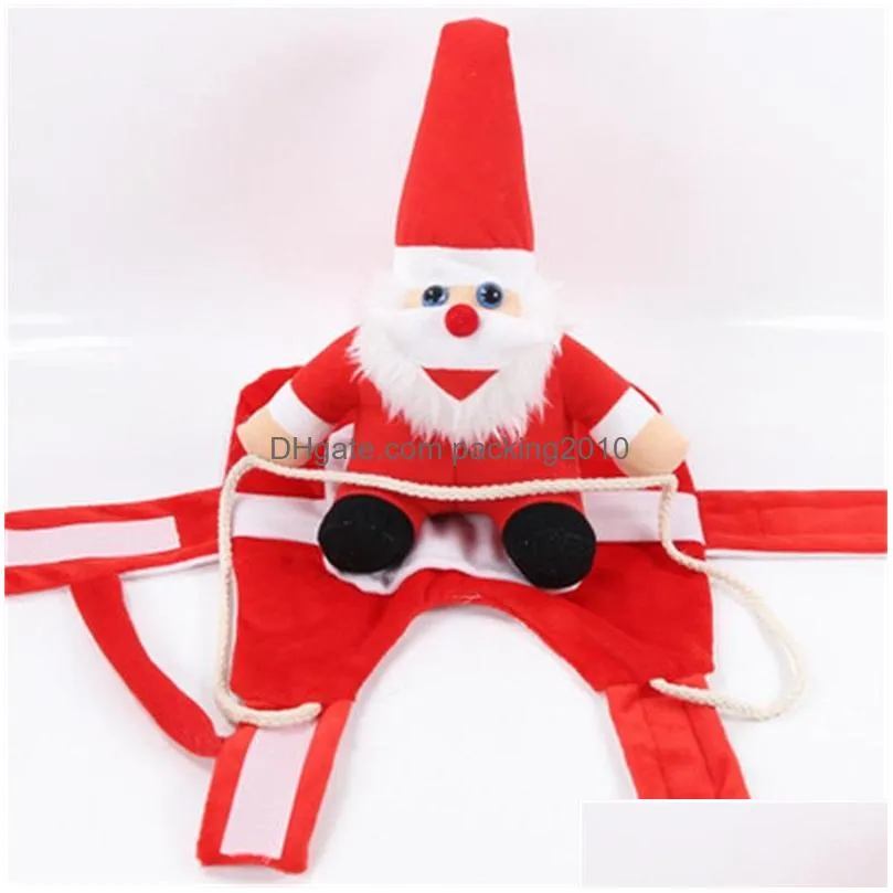 fashion dogs christmas riding horse clothes high quality pets santa claus doll clothing apparel festival supply winter 24gg h1