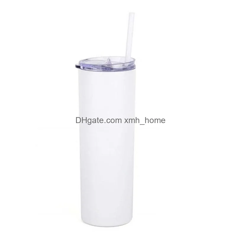 flat 20oz water cups home sublimation blanks stainless steel tumblers insulated mug no handle vehicle seal up straights slims lid straw