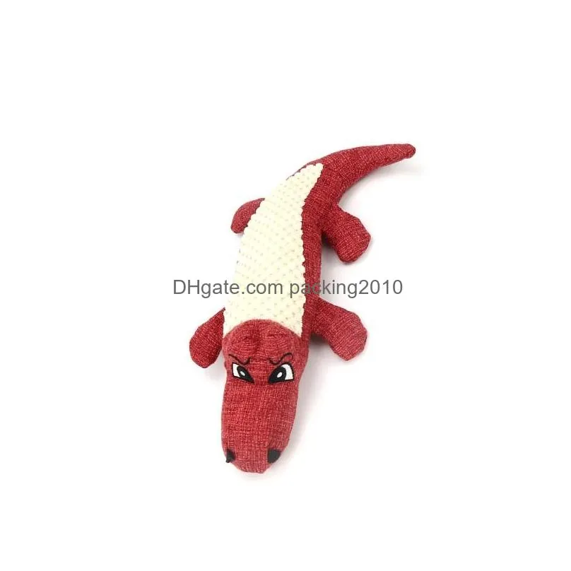 phonation plush dog toys simulation crocodile linen splicing pets interactive toy animal chew supplies 29cm red green blue new 7 5bh