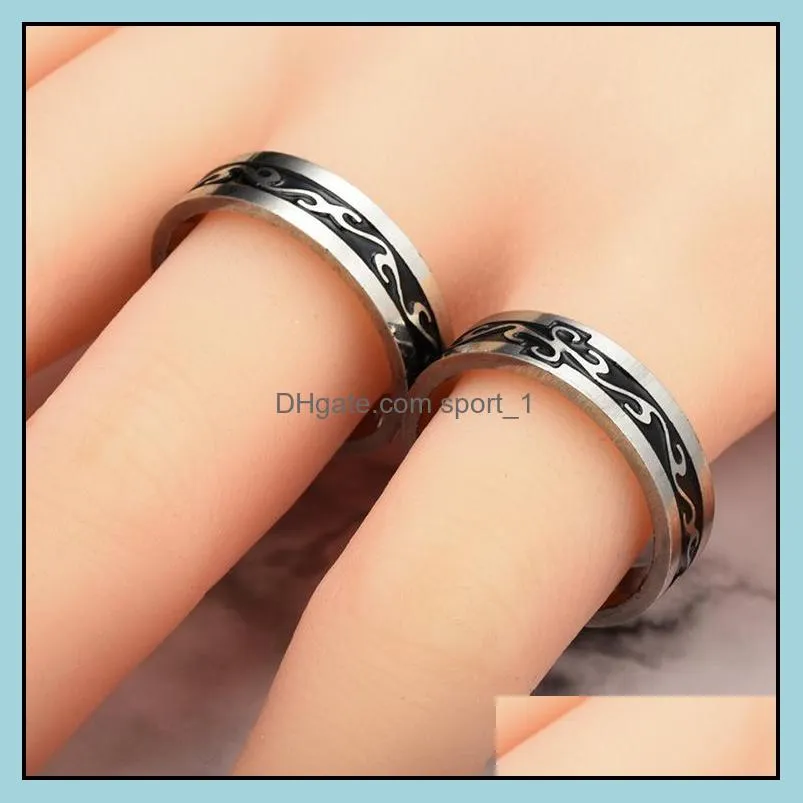 dragon band rings stainless steel black for men women fashion jewelry gift