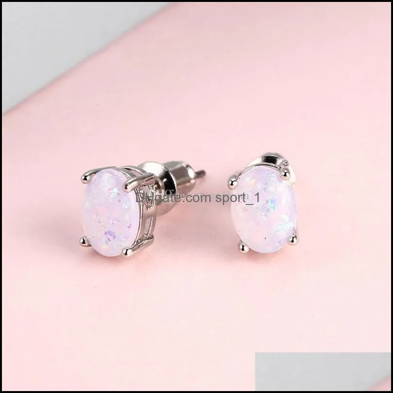 oval diamond opal stud earrings engagement wedding ear rings women fashion jewelry gift