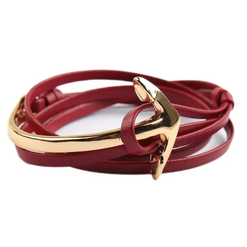 ship anchor bracelet multilayer wrap leather chain bracelets for women men fashion bangle jewelry