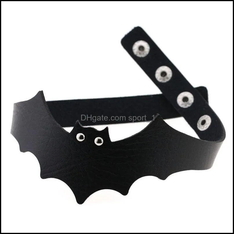 harajuku halloween bat leather choker necklace simple punk gothic collar chokers neck band for women children fashion jewelry