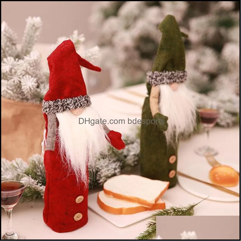 champagne faceless bottle covers party long white beard christmas hat old man bottles cover bag doll restaurant holiday decorations supplies 8 5hb