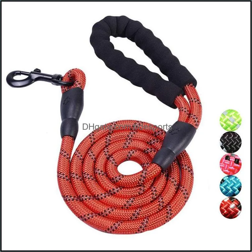 new pet supplies hook circular rope dog traction rope with safe reflective light dog chain dog nylon belt suitable for medium/la 23 j2