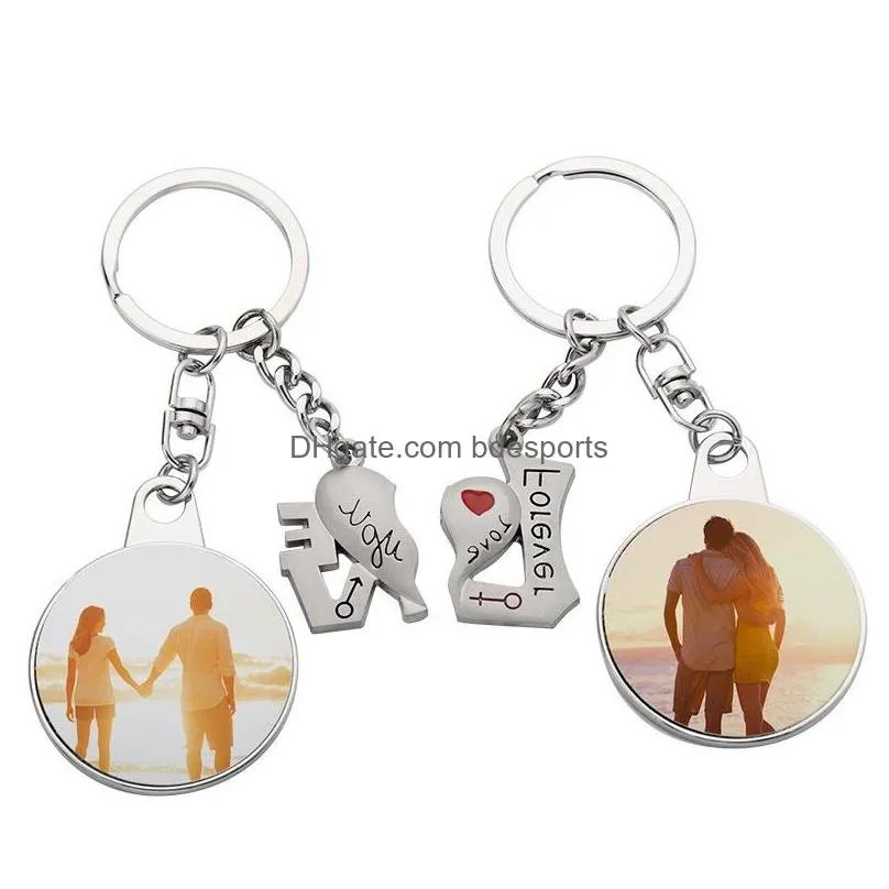 sublimation couple keychain favor metal letter engraving charm heartshaped key ring romantic valentines day gift 5517 q2