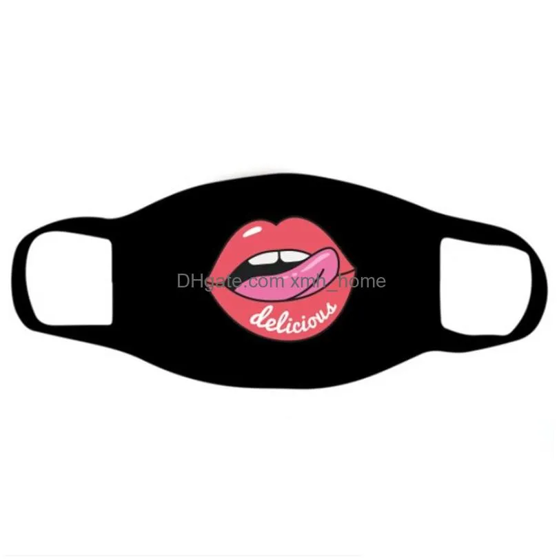 girl power lips smile mascarilla tongue elastic black dust face masks washable cotton fashion respirator reusable child lady 2 2jtc c2