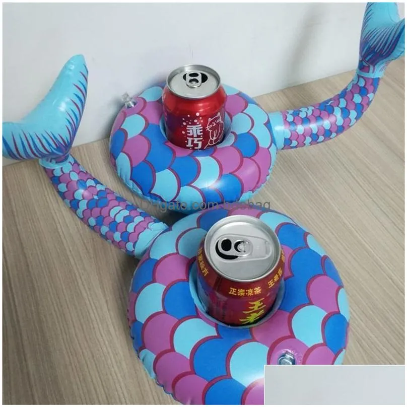 mermaid inflatable cup holder drink beer cups coaster cute plastic water bottle support parties festival supplies 2 6jx ii