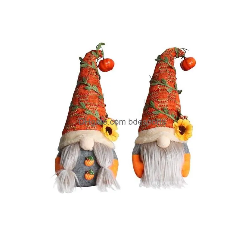 pumpkin sunflower gnomes faceless doll party favor halloween ornaments harvest festival decorations elf plush stuffed toy beard gift for kids 10 5gl5