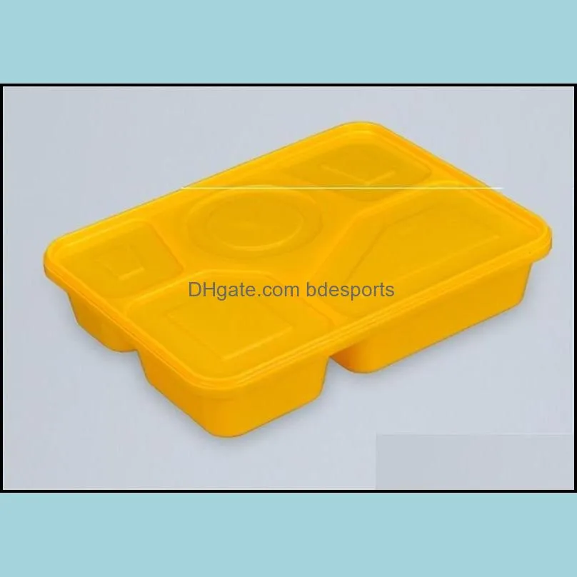 food packing boxes plastic material 5 lattices pure color fashion lunch box business affairs disposable take out containers 1 95qle1