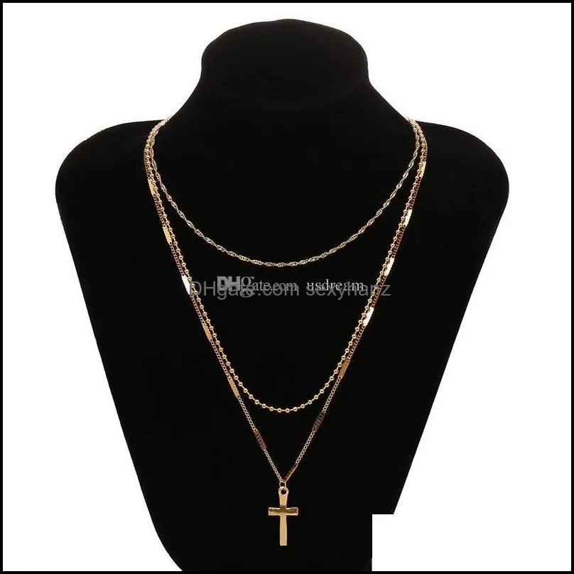 multilayer juses cross pendant necklace gold chain chokers necklaces woomen fashion jewelry