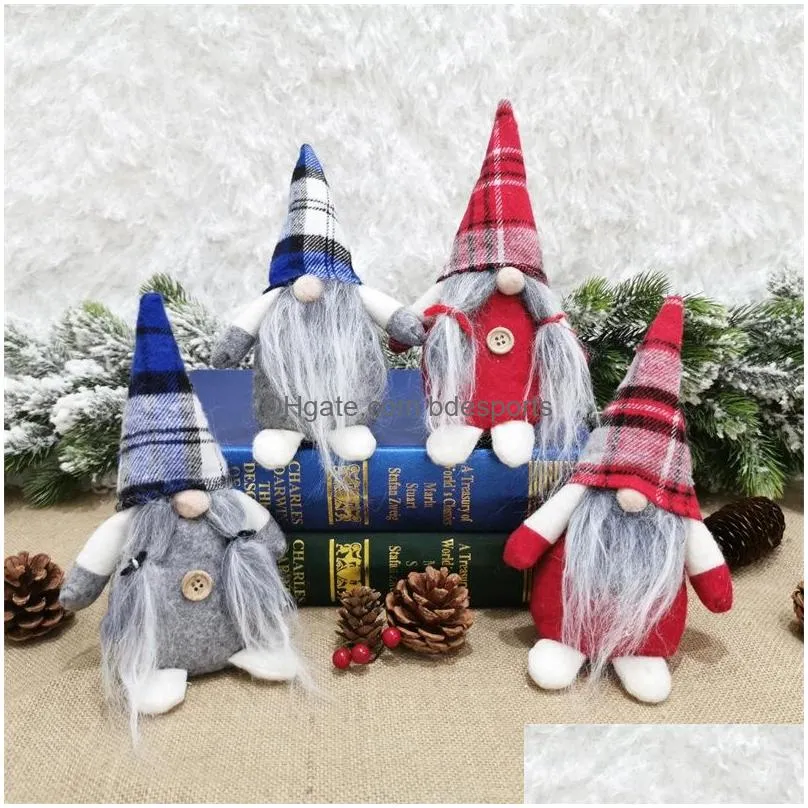 4 styles  plaid christmas decorations dolls figurines handmade gnome faceless plush nomes for ornaments gifts kids xmas