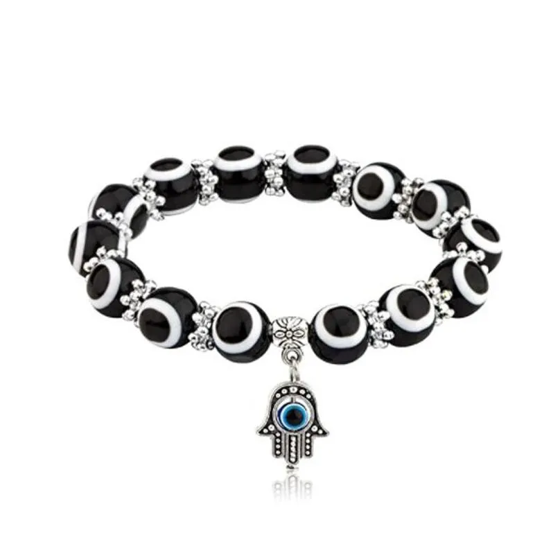 evil eye beads strand bracelets fatima hand charm bead bracelet turkish good luck protection beaded jewelry