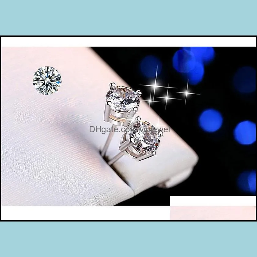 zircon diamond stud earrings silver crystal women wedding ear rings fashion jewelry gift