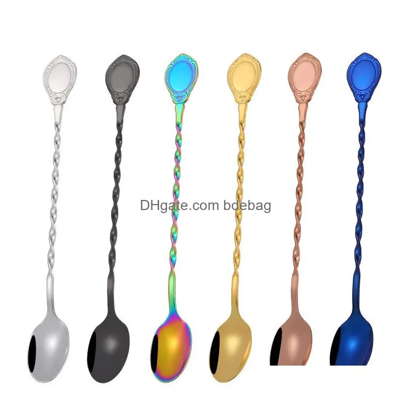 originality spiral coffee spoon for cafe room 304 stainless steel dessert spoons bright color stirring scoop arrival 5ry e1