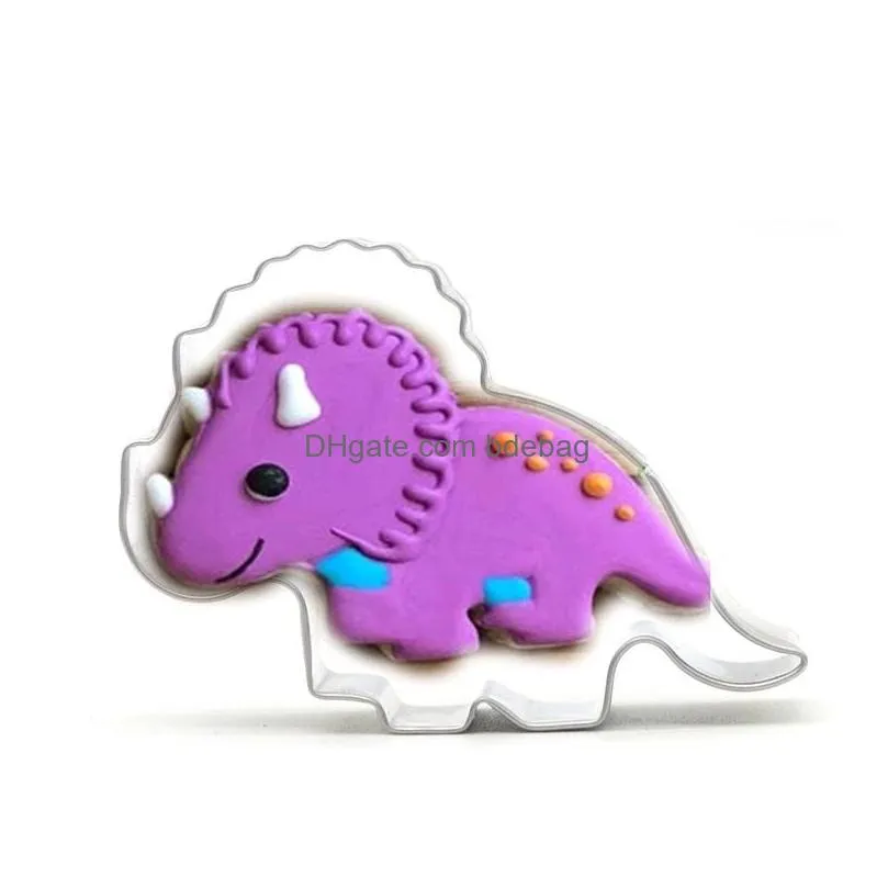 stainless steel dinosaur moulds biscuits 5pcs to a set mold opp packing molds sell well with high quality 4 8mj j1