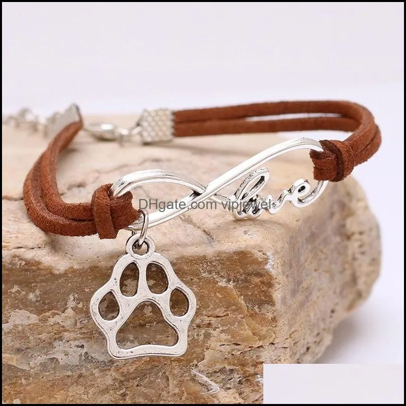 infinity love dog paw charm bracelet fashion bracelets for women kids jewelry gift blue purple black white