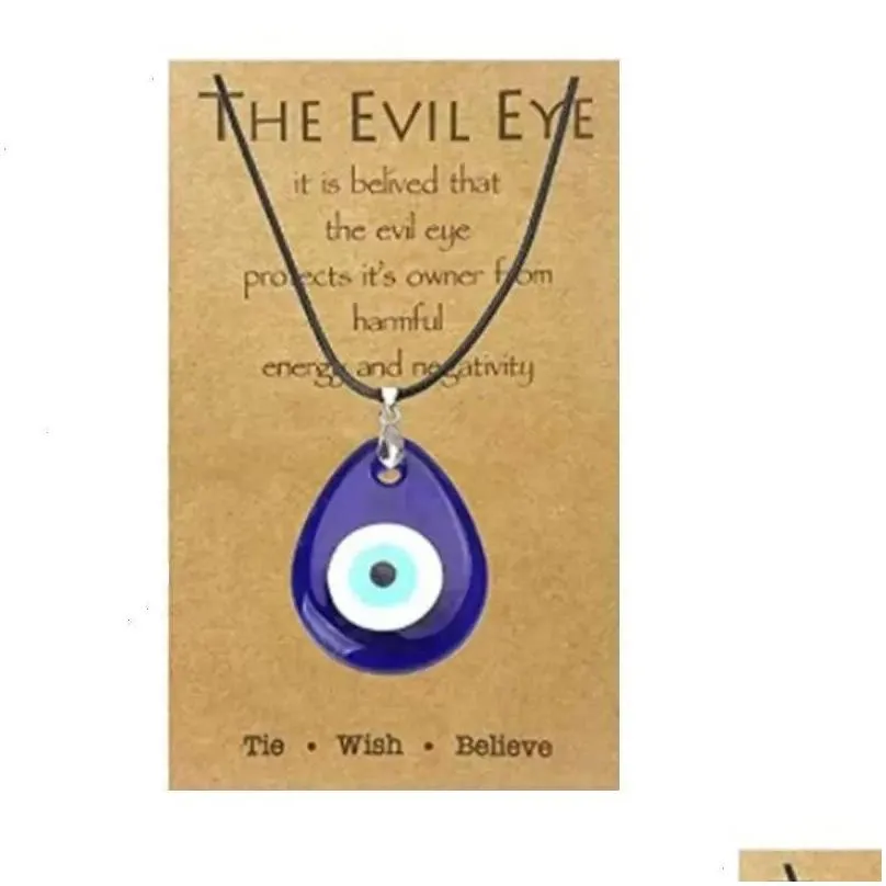 evil eye necklace blue turkish glass leather rope necklaces for women men lucky protection jewelry