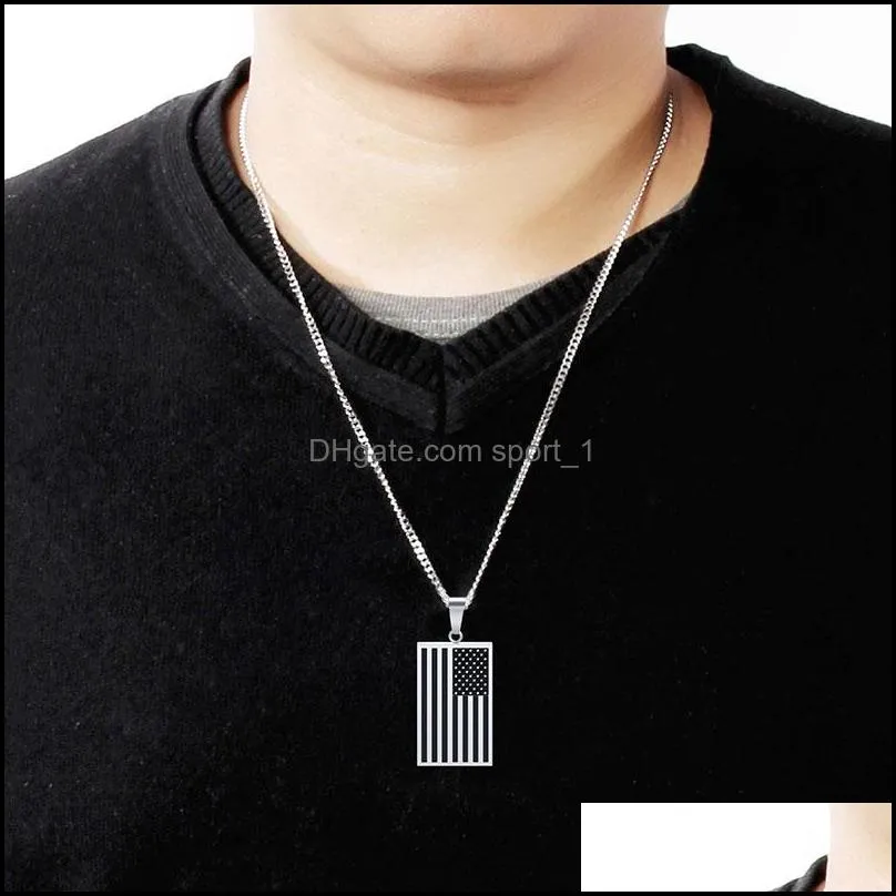 stainelss steel american national flag pendant necklace gold chains tag necklaces for women men hip hop fashion jewelry