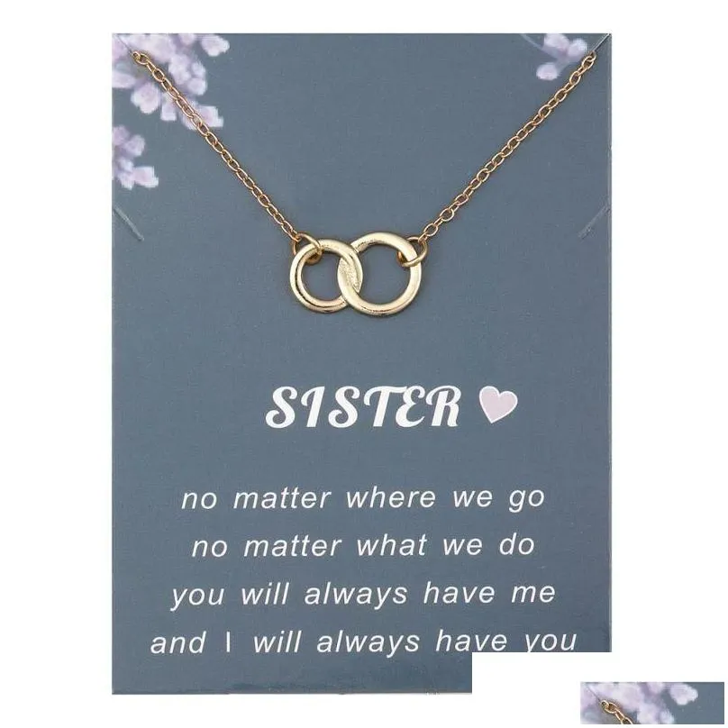 circles necklace with card love heart necklaces friendship sister mother daughter jewelry