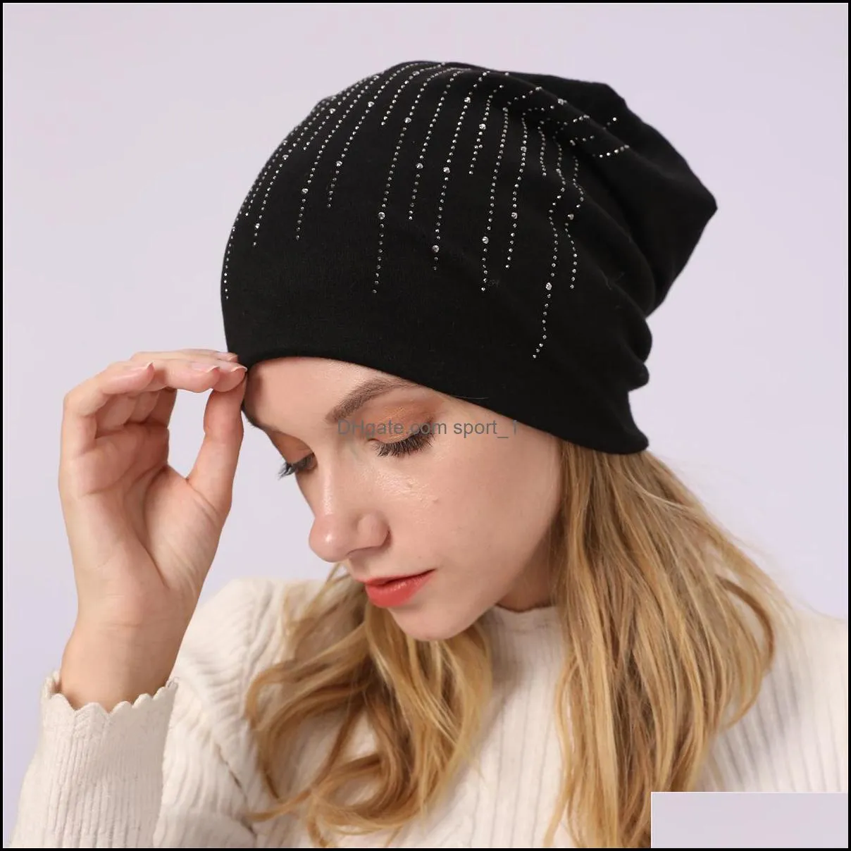 autumn winter crystal skull caps warm cap fashion soft warm women hat beanie hats gift
