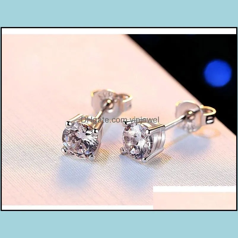 zircon diamond stud earrings silver crystal women wedding ear rings fashion jewelry gift