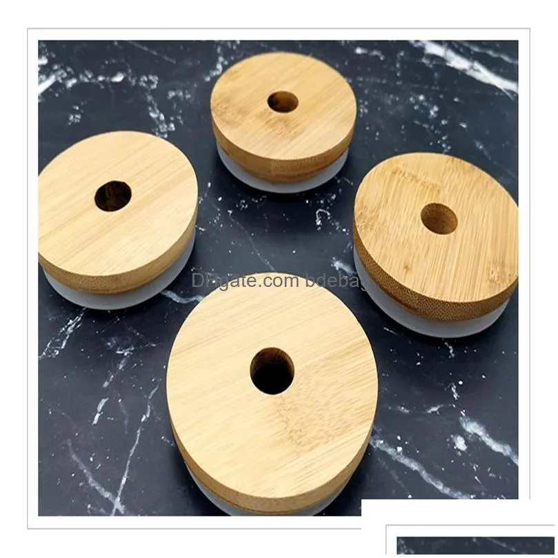 bamboo tumbers covers bottles caps wooden circular hollows mason jar lid sealing strips cups 7cm 8cm 3 8hx c2