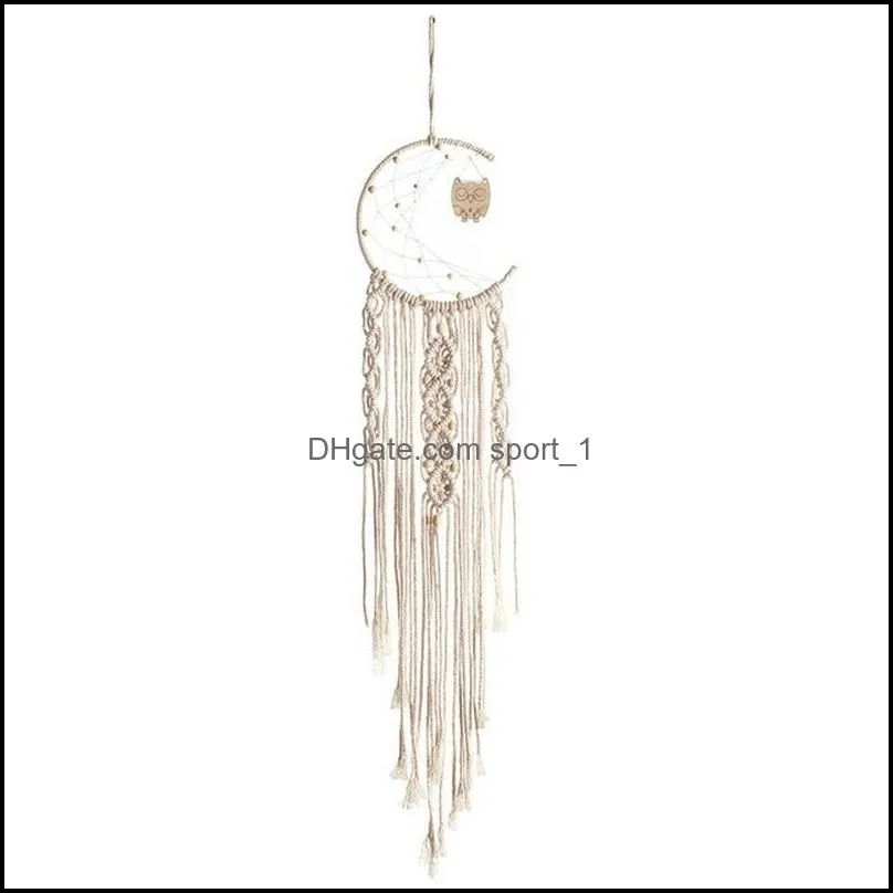 handmade macrame dream catcher owl tapestry pendant wall hanging wedding decoration bedroom wall hanging home decor