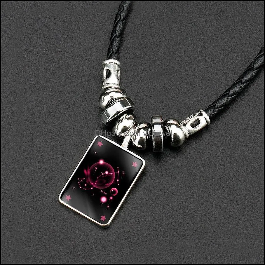 12 constell horoscope necklaces glow in the dark sign fashion jewelry women mens necklace