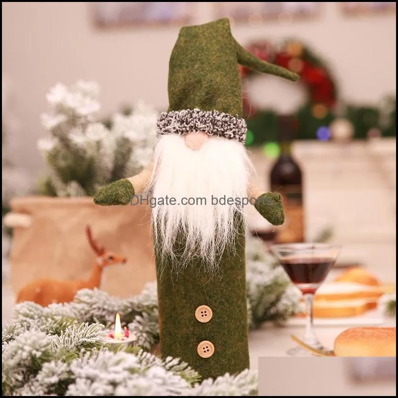 champagne faceless bottle covers party long white beard christmas hat old man bottles cover bag doll restaurant holiday decorations supplies 8 5hb