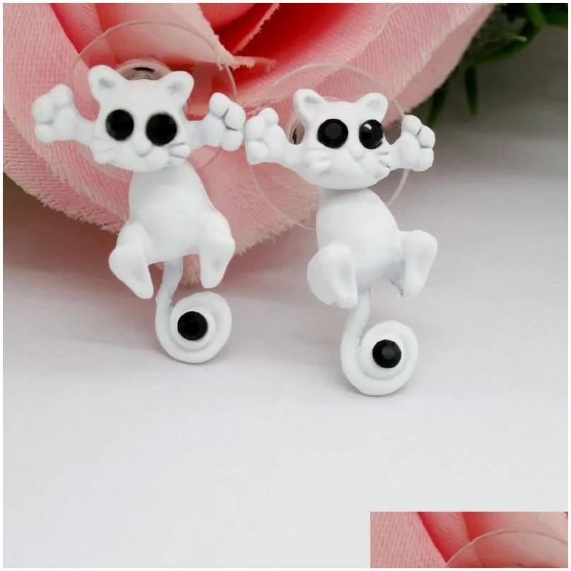 cute animal cat charm earring 3d animals kitten stud kitty earrings for women gilrs fashion jewelry